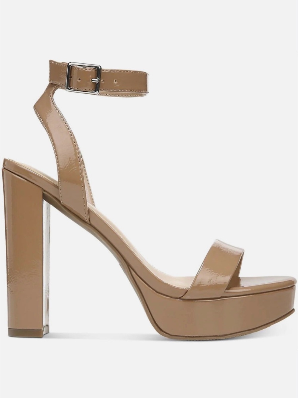 Bar III Ivy Patent Platform Ankle-Strap Sandal Tan Patent Sanda High Heel Sandal
